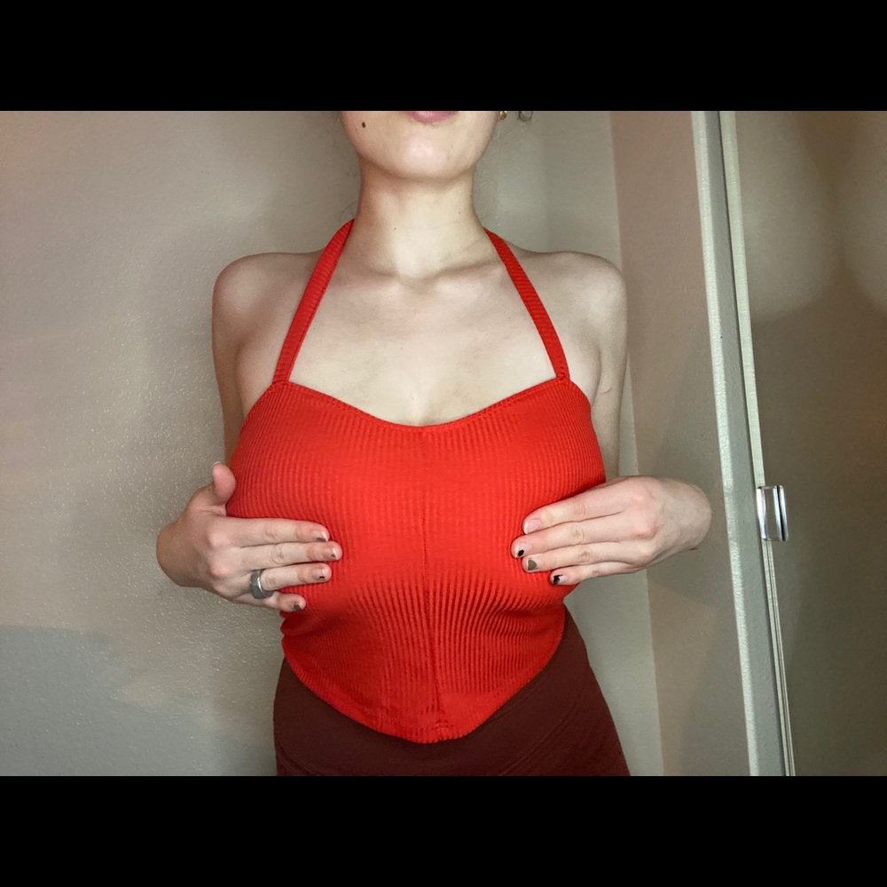 Red halter top